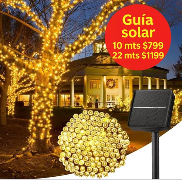 Guia de luces Solar 10 mts 100 luces Cálida